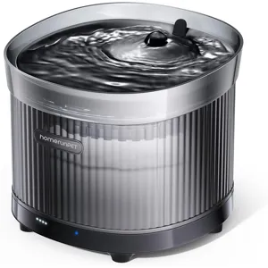 Homerunpet BF10 Fontaine à Eau Rechargeable Sans Fil pour Animaux 2 L Distributeur Portable pour Chat Noir Libération Rapide Anti-Morsure Entièrement Étanche Filtration à 3 Étapes Gamelle pour Chat d'Intérieur